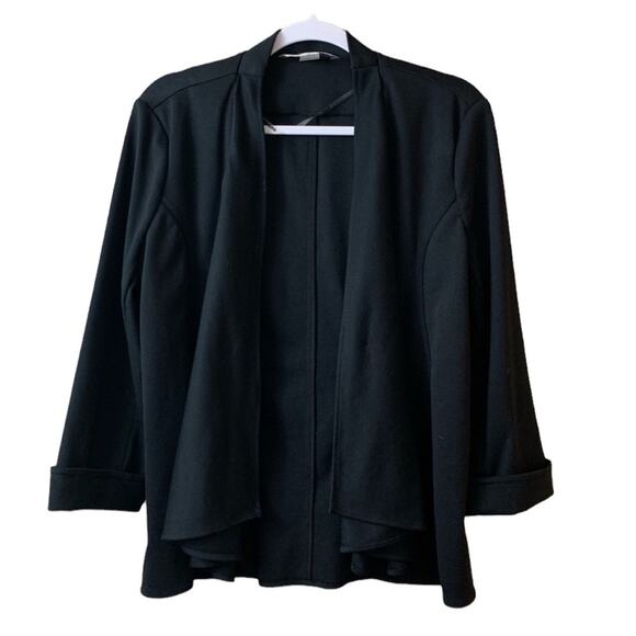 𝅺Peter Nygard Solid Black Open Cardigan Sweater Crop Sleeve Size Medium - Picture 1 of 8